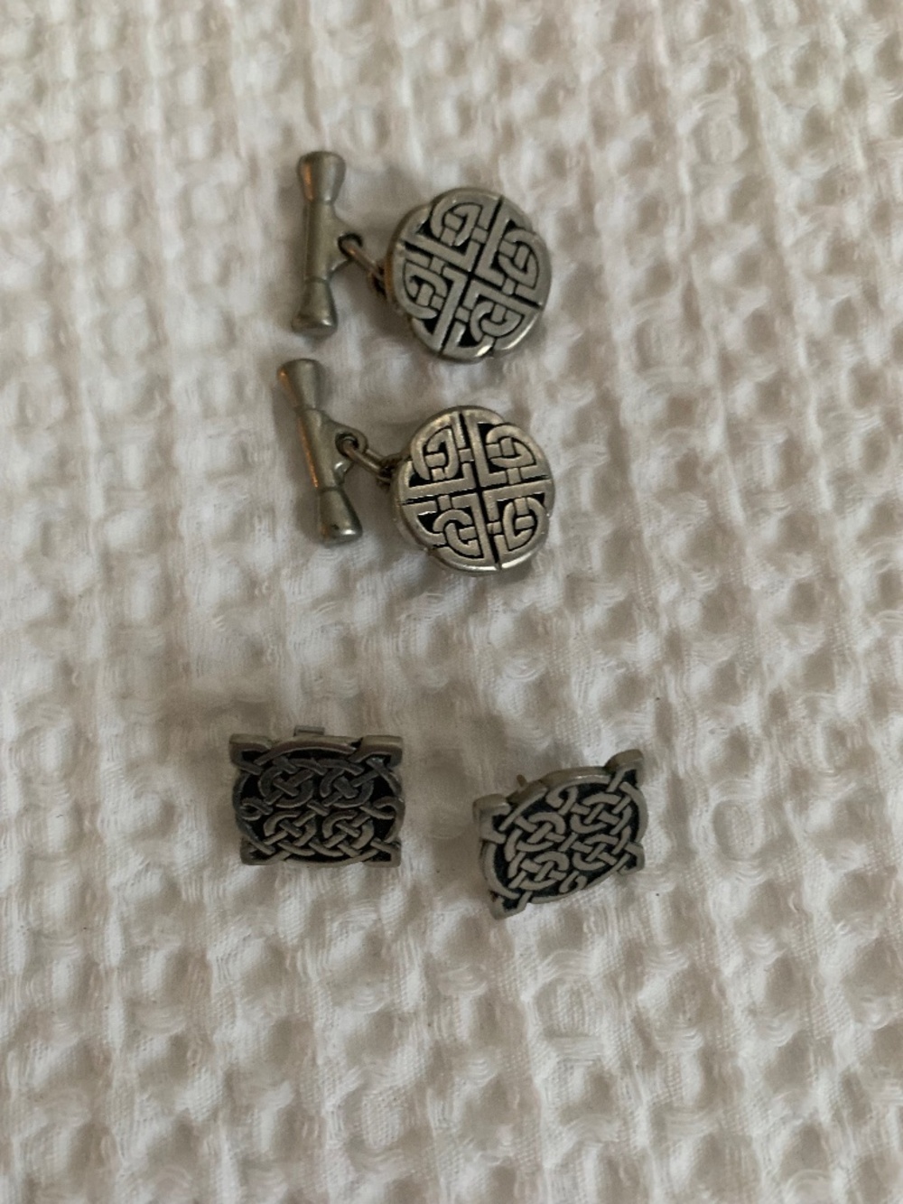 Celtic knot silver earrings and cufflinks